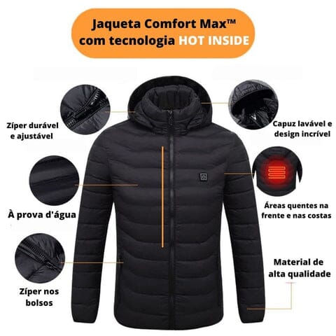 Jaqueta Comfort Max™️ Unissex Tecnológico Com Botão Controle De Temperatura À Prova D'Água