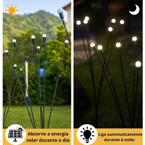 Luz led vaga-lume absorve a energia solar durante o dia e brilha à noite