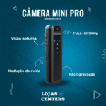 Mini Câmera Gravadora MiniPro 2.0 1080p Full HD Com Redução De Ruídos + BRINDE Adaptador Celular