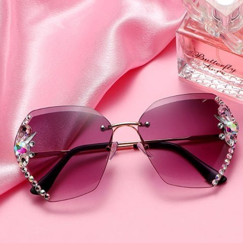 Óculos de Sol Feminino Luxo Vintage 8 óculos de sol com strass diamantes sem aro