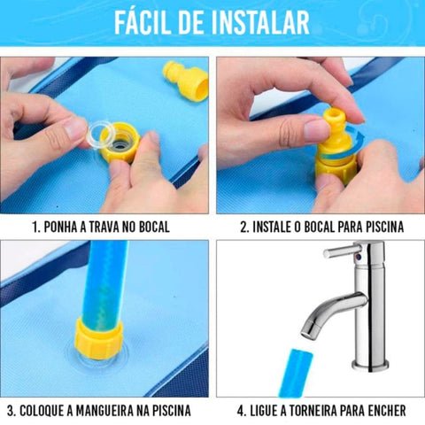 A mini piscina inflável com aspersor para cachorros e crianças é muito fácil de montar