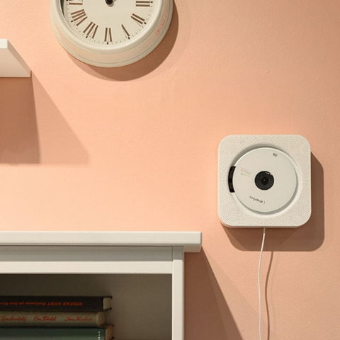 Leitor de CD Portátil USB Auto-Falante Com Suporte Para Parede e Mesa 14 Leitor de CD Portátil pendurado na parede