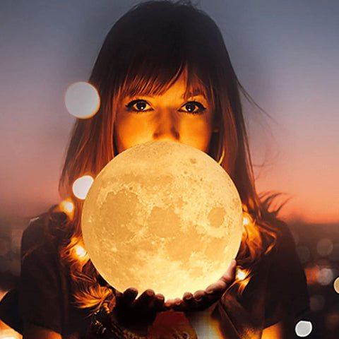 Luminária Lua Cheia 3D - Abajur Decorativo USB 16 Cores Com Touch e Controle Remoto 15 Tenha a lua em suas mãos