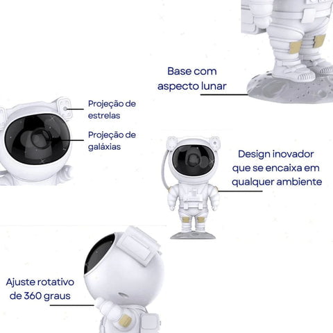 Características da Luminária astronauta com projetor da galáxia