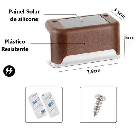 Mini Luz LED Para Degraus e Paredes IP65 À Prova D'Água Energia Solar