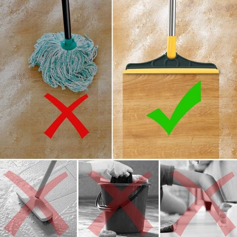 Vassoura Mágica Multifuncional Com Rodo Integrado Ajustável Giratória - 3 em 1 12