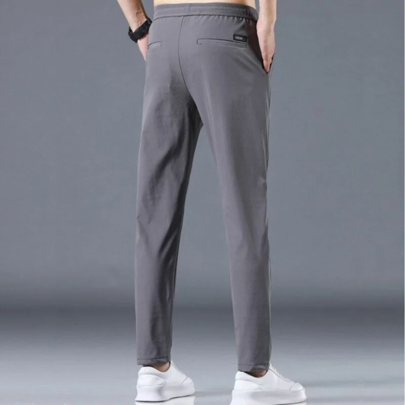 Calça Masculina Casual Clássica de Elastano Com Cordão
