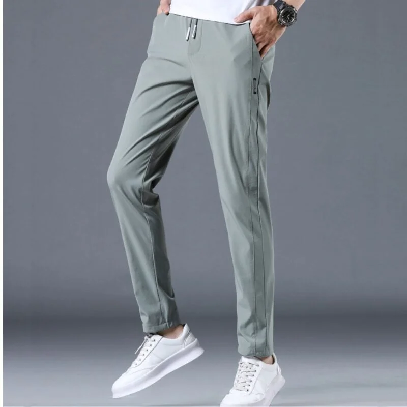 Calça Masculina Casual Clássica de Elastano Com Cordão
