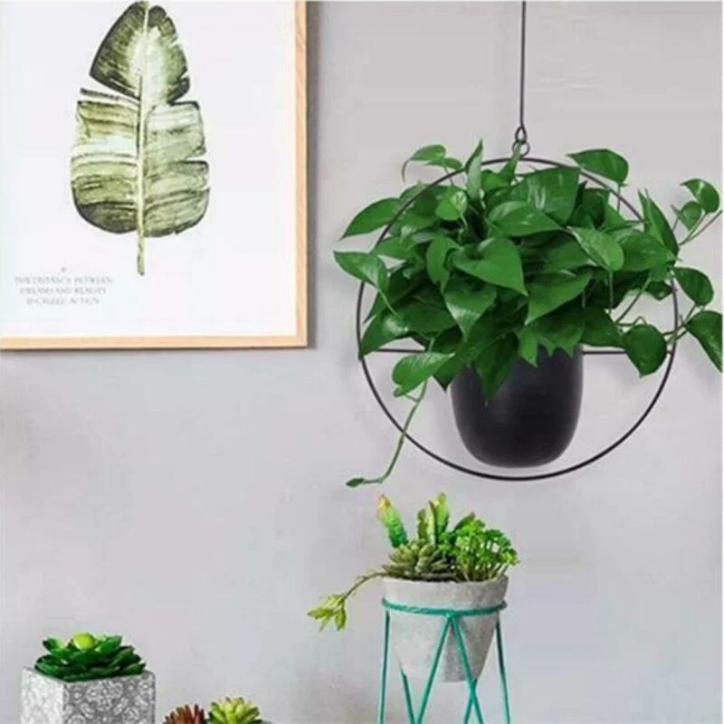 Vaso de Plantas Com Suporte e Correntes Para Pendurar - Design Nórdico 2022 (Redondo/Oval)