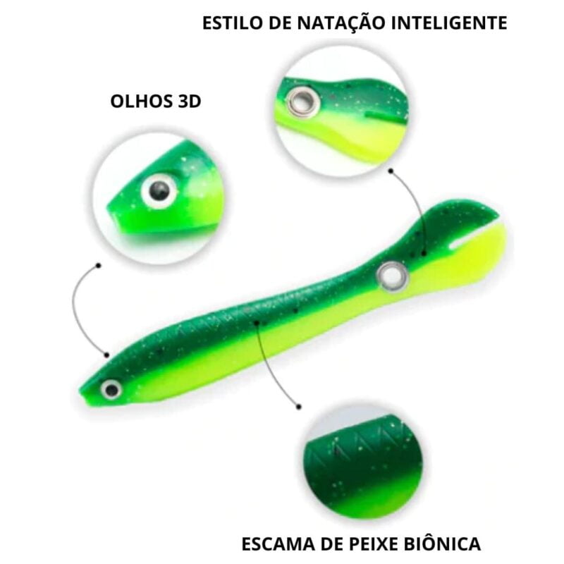 Iscas Para Tilápia Soft Fishing 10cm 6g Wobble Tail - 5/10 unidades