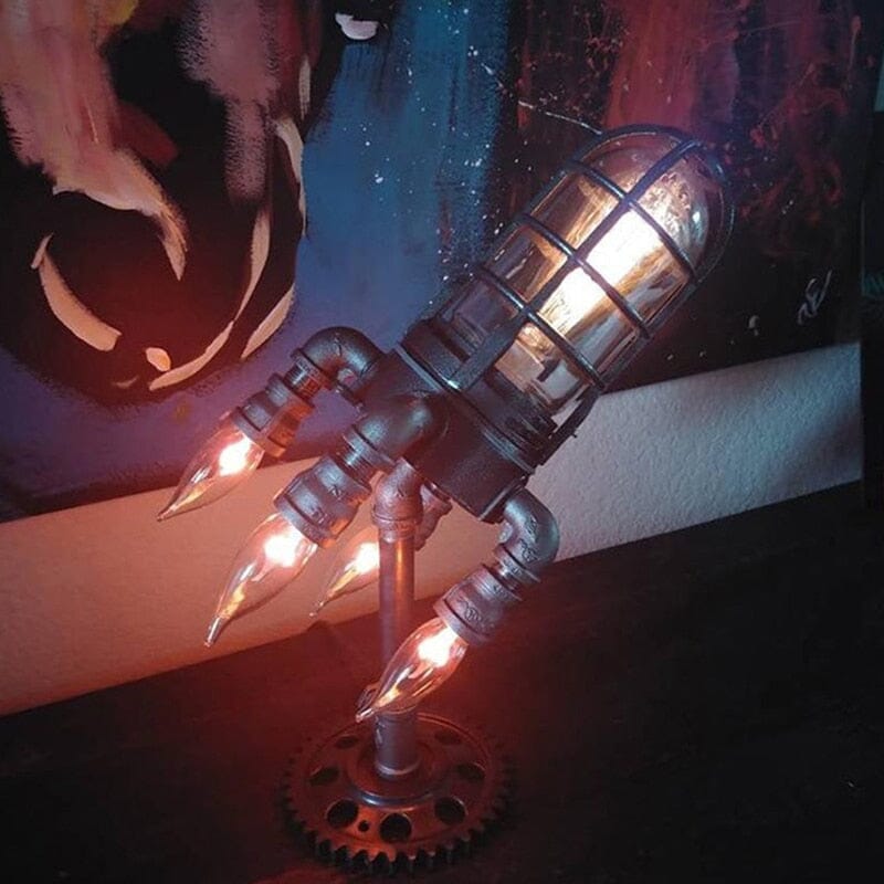 Luminária Foguete Steampunk Vintage