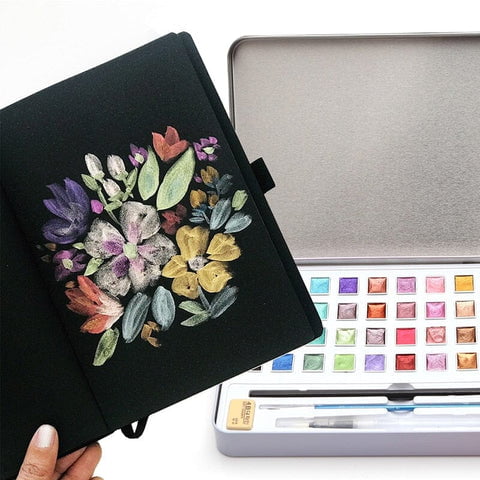 Kit Pintura Em Aquarela Com Tons Metálicos Perolados Brilhantes E Pigmentados 6 Bolsa que acompanha o Kit Pintura Aquarela Com Tons Metálicos Perolados Brilhantes E Pigmentados