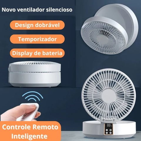 Ventilador Silencioso Recarregável Com Controle Remoto 360° Graus 16