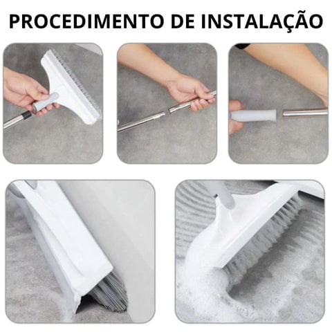 Vassoura Mágica Multifuncional Com Rodo Integrado Ajustável Giratória - 3 em 1 14