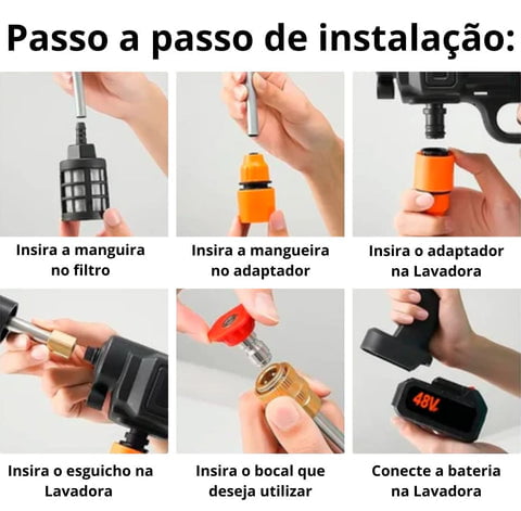 Lavadora De Alta Pressão Portátil Recarregável 3 Modos Super Jato Para Carro e Casa 15