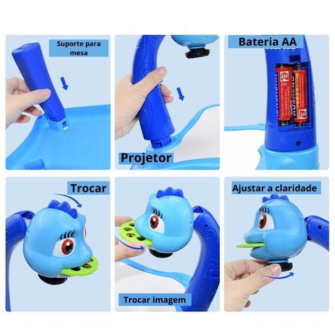 Brinquedo de Menina e Menino Mesa Mágica de Desenhos Com Projetor LED + Kit Colorir Completo 8 Procedimento de instalação do super quadro e mesa mágica de desenhos