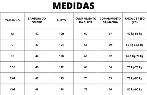 Jaqueta Corta Vento Proteção Solar UPF50 Com Capuz Removível 7 Medidas da Jaqueta Corta Vento Proteção Solar UPF50 Com Capuz Removível
