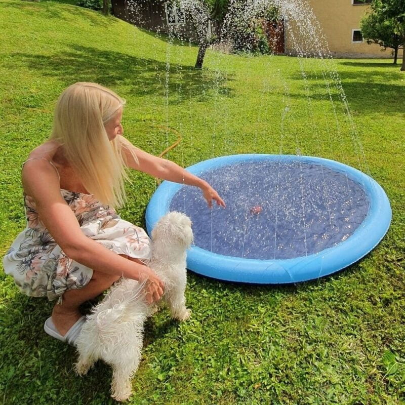 Piscina Para PET Inflável Com Aspersor Splash Divertido