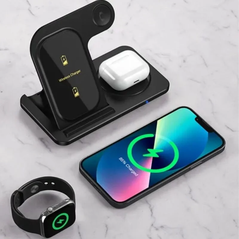 Base Carregador 5 em 1 Power Indução Magsafe Touch Screen Para iPhone Apple Watch AirPods