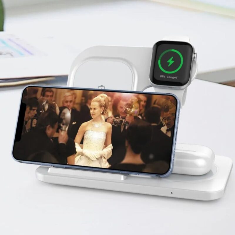 Base Carregador 5 em 1 Power Indução Magsafe Touch Screen Para iPhone Apple Watch AirPods