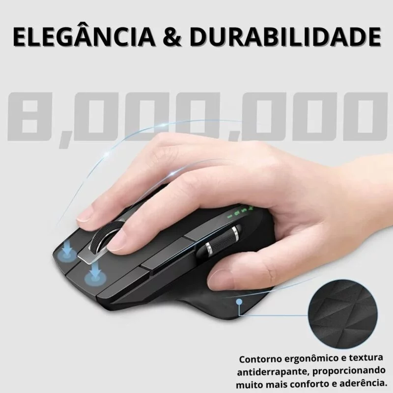 Mouse Gamer Switch Rápido 4 Dispositivos Sem Fio Ergonômico Estável 3200 DPI 4 Níveis