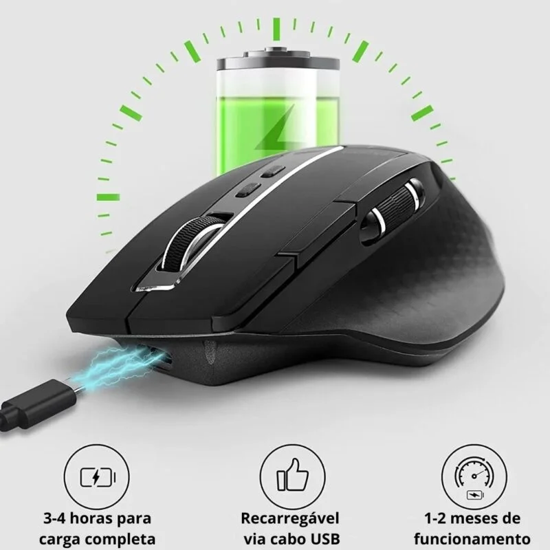 Mouse Gamer Switch Rápido 4 Dispositivos Sem Fio Ergonômico Estável 3200 DPI 4 Níveis