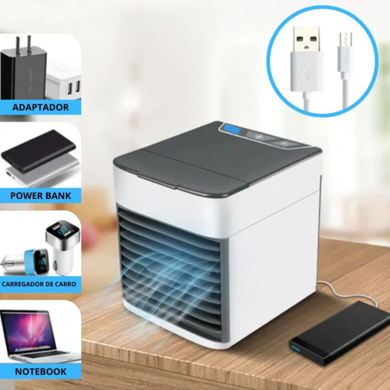 Mini Ar Condicionado Climatizador Luz Led Portátil Arctic Air Cooler Umidificador