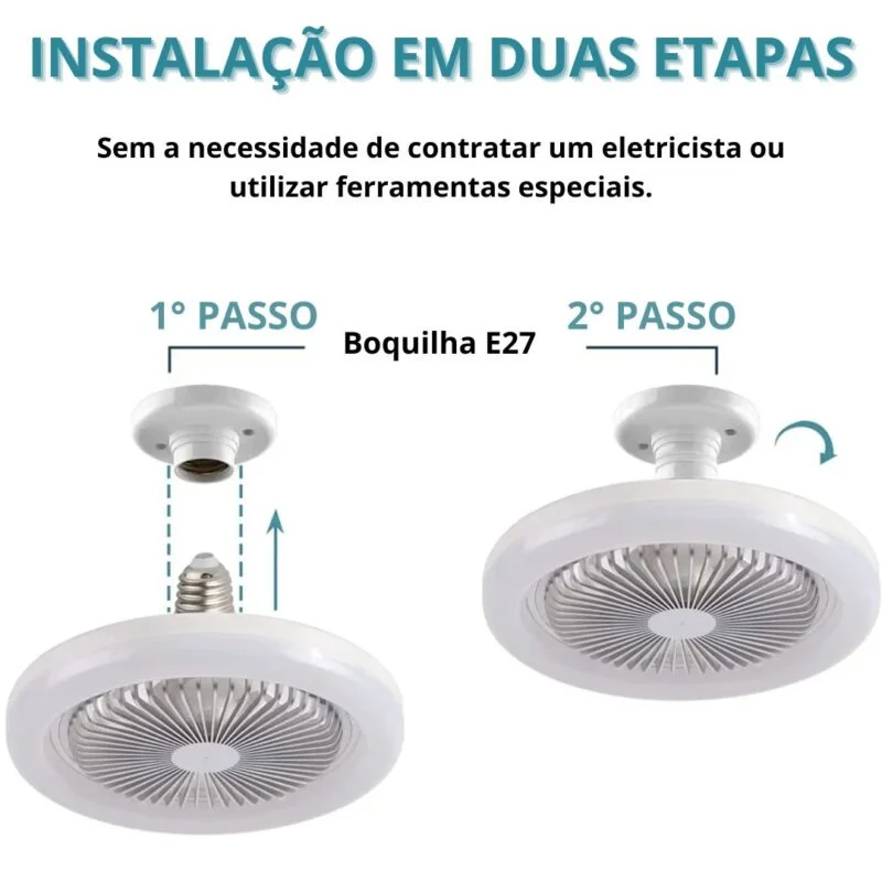 Ventilador de Teto Com Luz LED Ultra Potente Integrada ShineFan 2 em 1