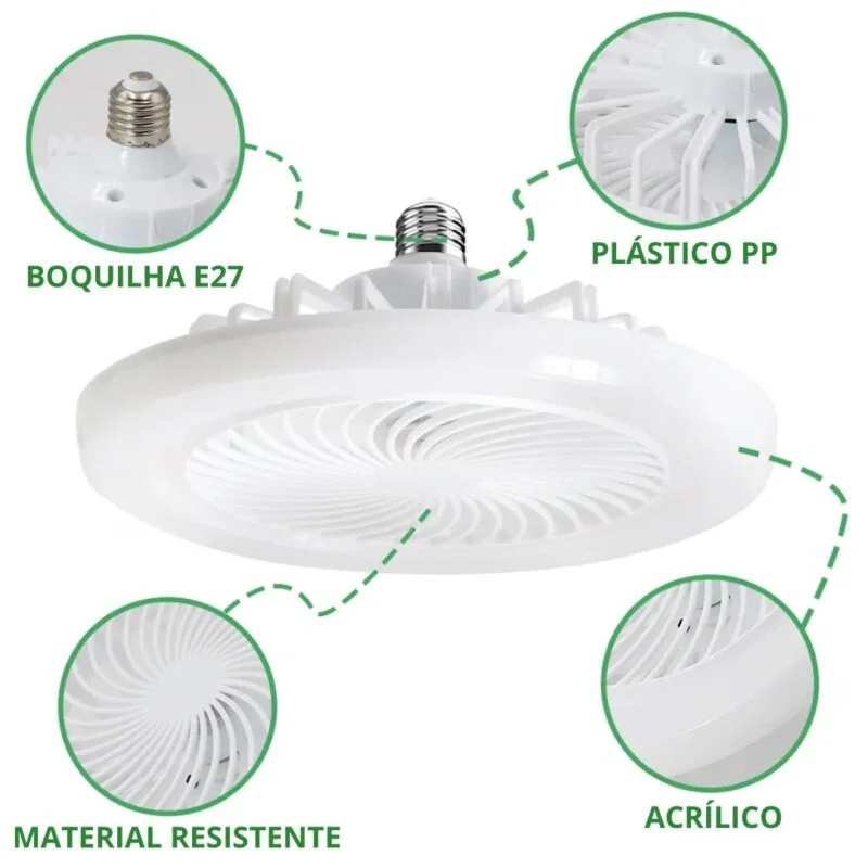 Ventilador de Teto Com Luz LED Ultra Potente Integrada ShineFan 2 em 1