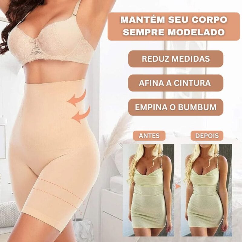 Short Modelador Feminino Slim Cintura Perfeita Ajustável Não Enrola (Compre 1 Leve 2) - Imagem 3