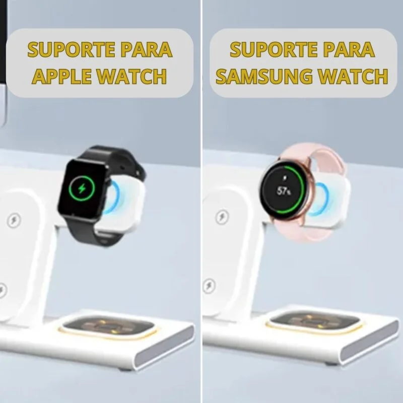 Base Carregador 3 Em 1 Power Indução Touch Screen Para IPhone e Android