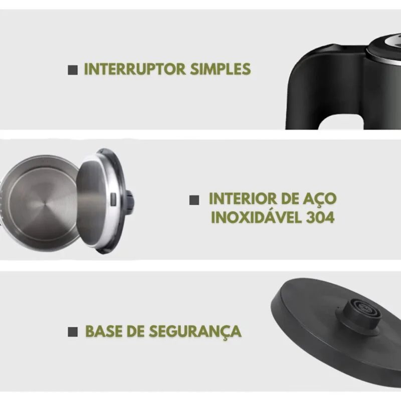 Chaleira Elétrica Leve Potente 600W Capacidade 800ML