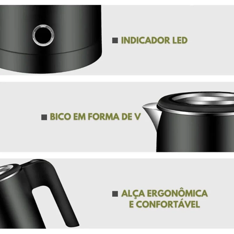Chaleira Elétrica Leve Potente 600W Capacidade 800ML