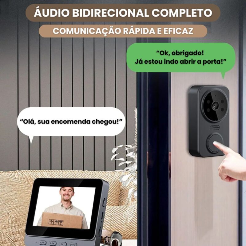 Interfone Sem Fio Com Câmera e Painel De Imagem Alta Qualidade