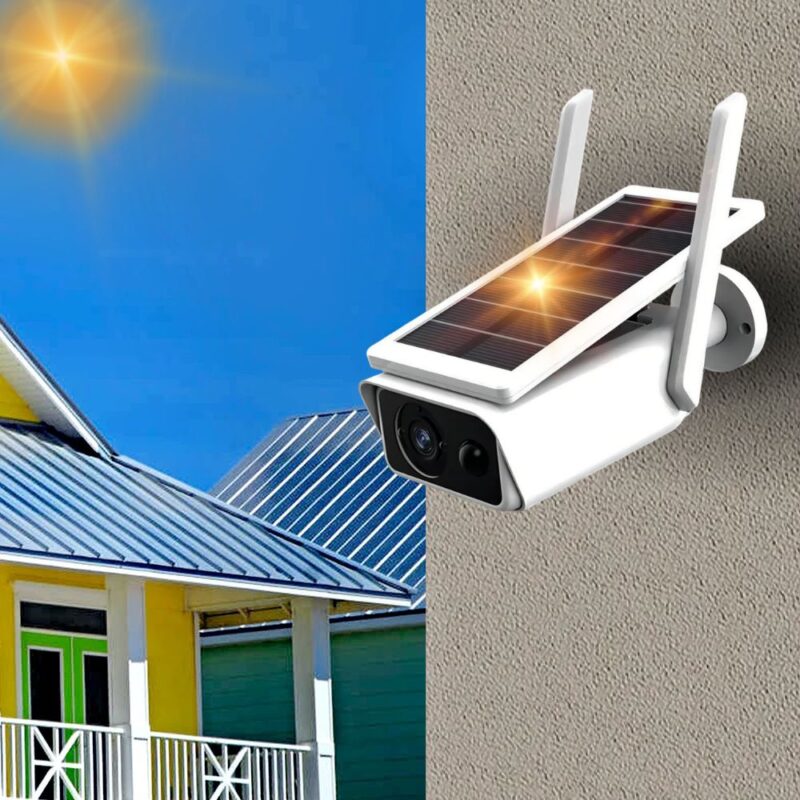 Câmera de Segurança Externa IP Wifi HD À Prova D’Água IP66 Com Painel De Energia Solar