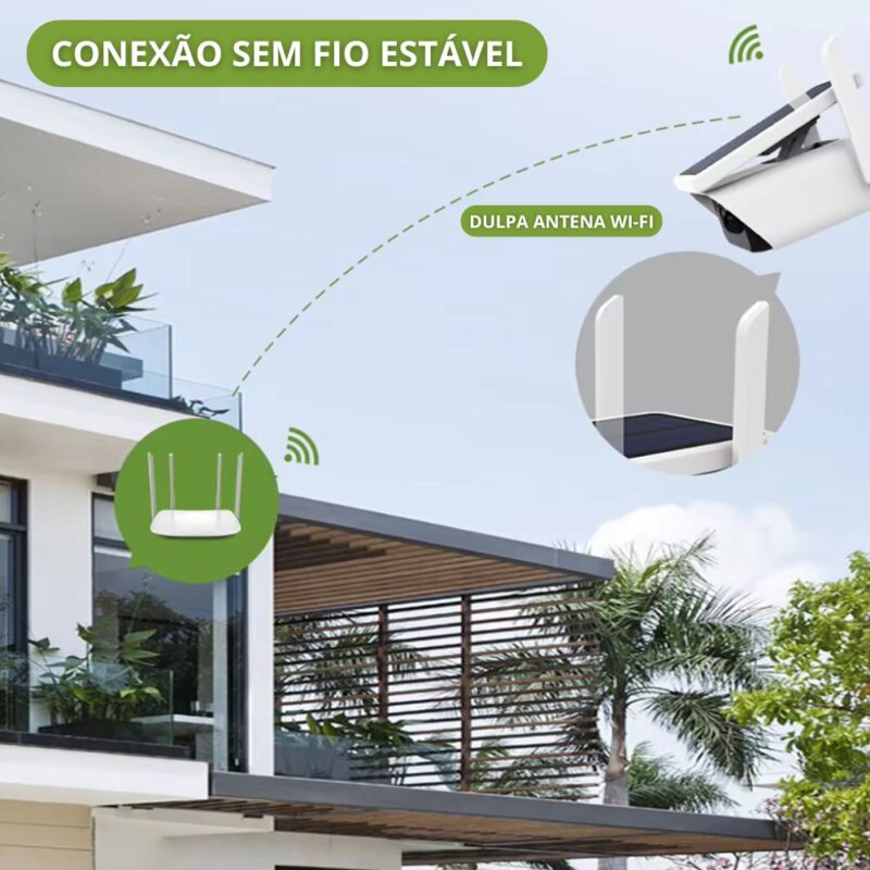 Câmera de Segurança Externa IP Wifi HD À Prova D’Água IP66 Com Painel De Energia Solar