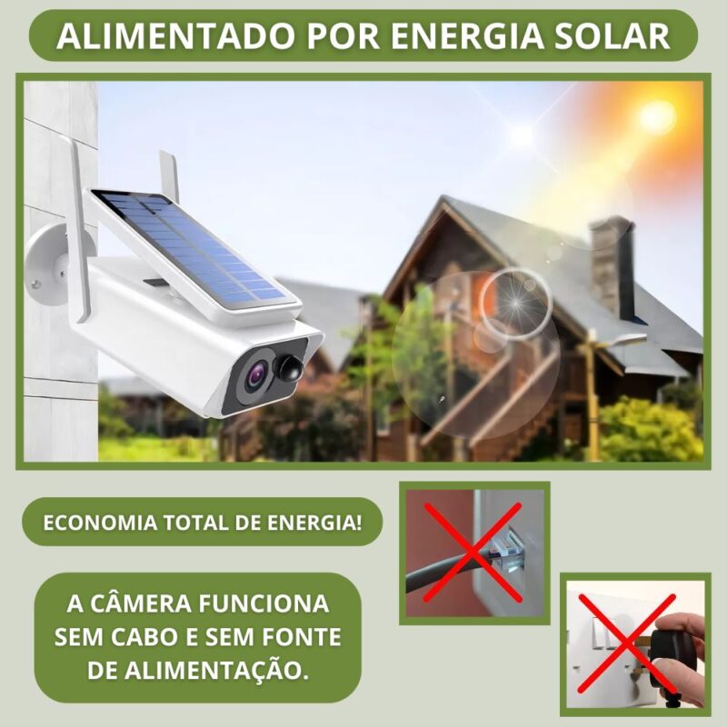 Câmera de Segurança Externa IP Wifi HD À Prova D’Água IP66 Com Painel De Energia Solar