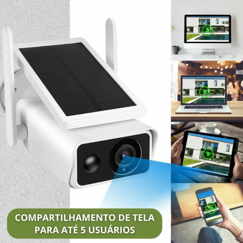 Câmera de Segurança Externa IP Wifi HD À Prova D’Água IP66 Com Painel De Energia Solar