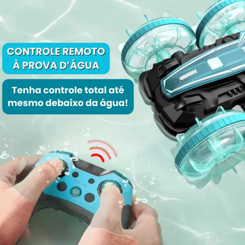 Carrinho de Controle Remoto À Prova D'Água Com Luz LED e Rotação 360°- Drift AcquaCar