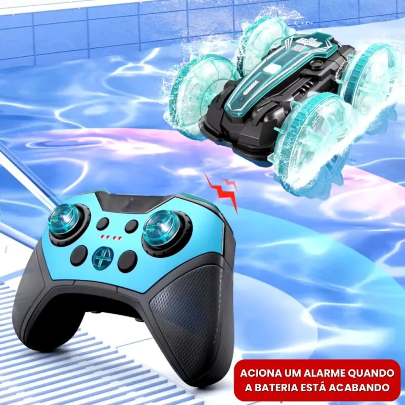Carrinho de Controle Remoto À Prova D'Água Com Luz LED e Rotação 360°- Drift AcquaCar