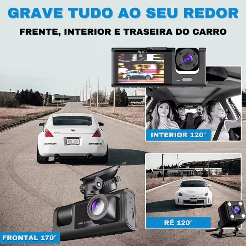 Câmera Veicular Wi-Fi Full HD 1080p Drive Pro 360° - Image 4