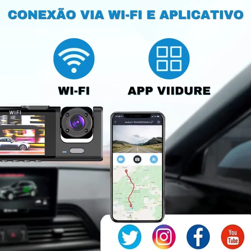 Câmera Veicular Wi-Fi Full HD 1080p Drive Pro 360° - Image 5