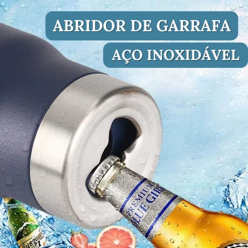 Copo Térmico Inox 5 em 1 Com Abridor De Garrafa No Fundo 420ml - Compre 1 Leve 2 - Image 3