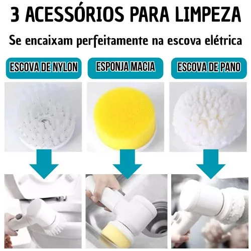Escova De Limpeza Elétrica Multifuncional Limpa Tudo LOJAS CENTERS