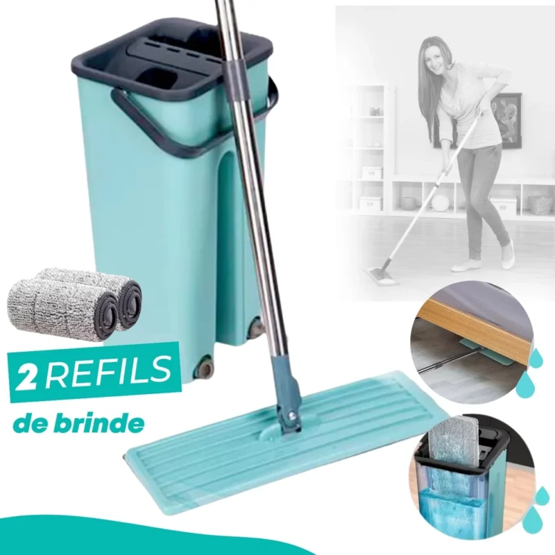 Mop Flat Esfregão Com Balde Rodo Mágico Lava Seca E Tira Pó - Image 5