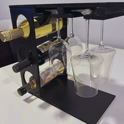 Adega Para Vinhos E Taças Decoração Rústica Minimalista - Image 3