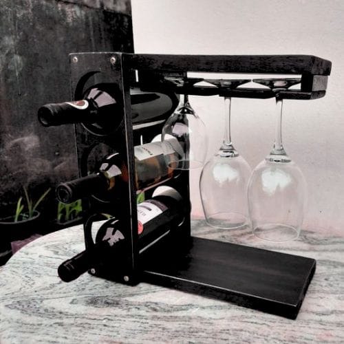 Adega Para Vinhos E Taças Decoração Rústica Minimalista - Image 2
