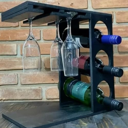 Adega Para Vinhos E Taças Decoração Rústica Minimalista