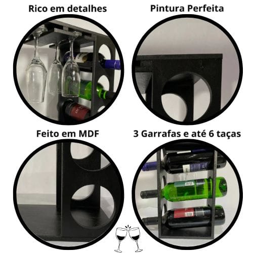Adega Para Vinhos E Taças Decoração Rústica Minimalista - Image 5